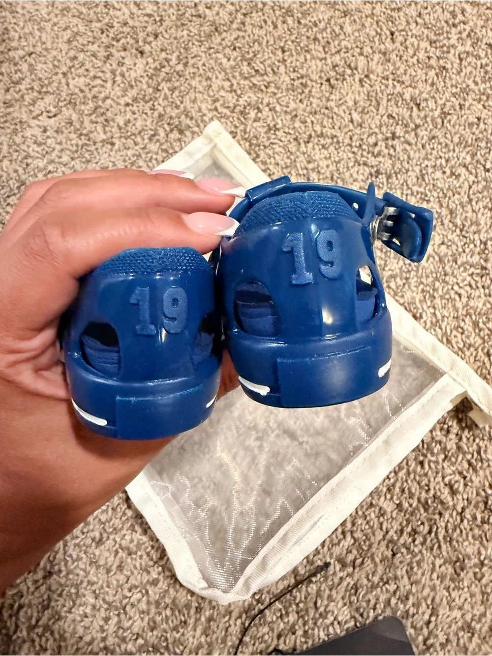 Dolce & Gabbana Kids Navy Blue Jelly Sandals with Red Logo Tabs